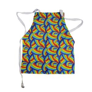 Rainbow Swirl Bib Apron Multicolor Abstract Pride Kitchen Baking Crafting